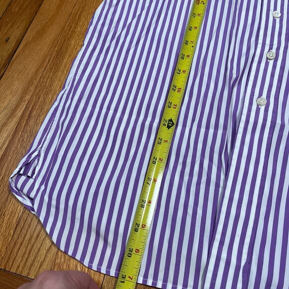 Paul Stuart Purple & White Stripe Long Sleeve Button Up Shirt 15 1/2 - 34 Medium - Picture 6 of 9